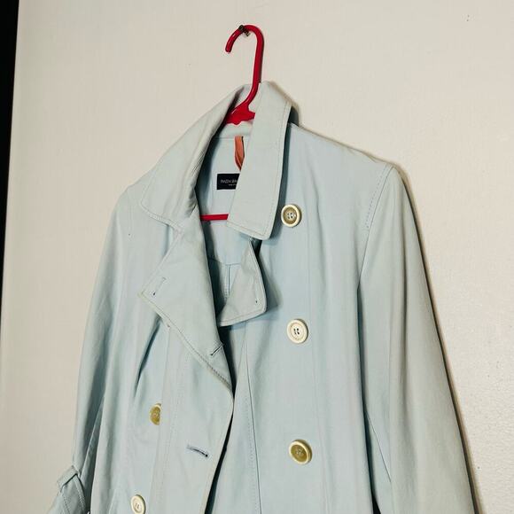 Piazza Sempione Baby Blue Belted Collared Button Front Jacket size US 8 - Picture 6 of 8